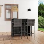 vidaXL 3-delige Tuinbarset grijs, Tuin en Terras, Tuinsets en Loungesets, Verzenden, Nieuw, Rotan, 3 zitplaatsen