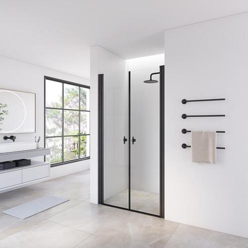 Dubbele Douchedeuren Mat Zwart 95X195 Helder Glas (Badkamer), Doe-het-zelf en Verbouw, Sanitair, Nieuw, Ophalen of Verzenden