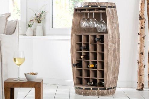 Shabby Chic wijnrek BODEGA 97cm naturel grenen wijnvat voor, Huis en Inrichting, Woonaccessoires | Wijnrekken, Ophalen of Verzenden