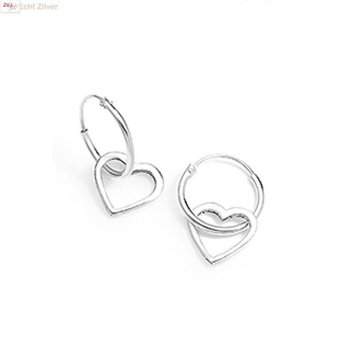 925 zilveren kleine oorringen met hartjes hangers, Sieraden, Tassen en Uiterlijk, Oorbellen, Nieuw, Verzenden