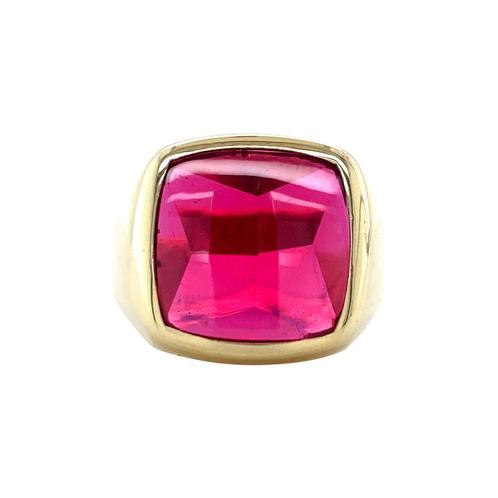 Gouden vintage zegelring met robijn 14 krt, Sieraden, Tassen en Uiterlijk, Ringen, Nieuw, Ophalen of Verzenden