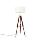 Vintage vloerlamp messing met kap wit 50 cm tripod - Cortin, Huis en Inrichting, Lampen | Vloerlampen, Nieuw, Overige materialen