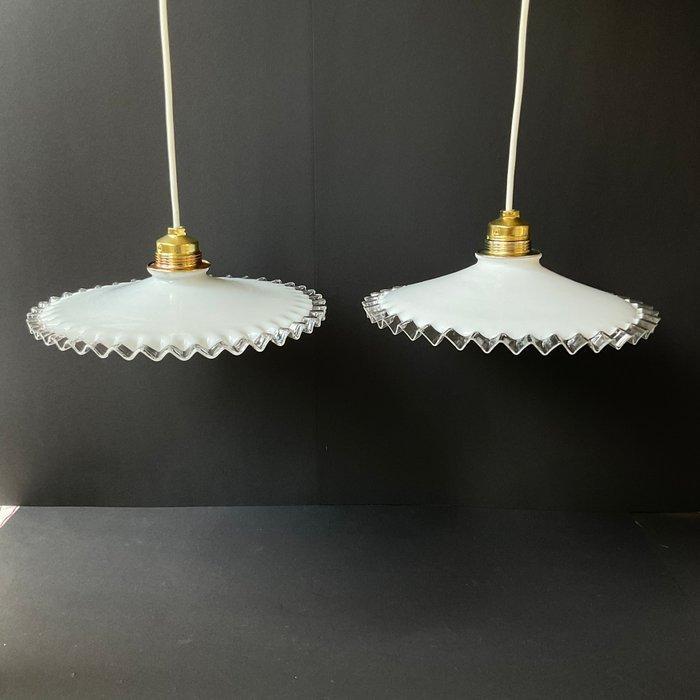 Hangende plafondlamp (2) - Opaline Hanglampen met krullen, Antiek en Kunst, Curiosa en Brocante