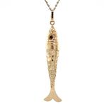 Gouden vintage vis hanger met kleursteen 14 krt, Ophalen of Verzenden, Nieuw