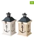 SALE -26% | Boltze 2-delige set: lantaarns Acora beige/wit