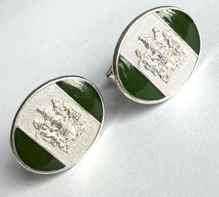 Zilver, Reuteler Mfg Salisbury 999 Zilveren groene email, Antiek en Kunst, Antiek | Goud en Zilver