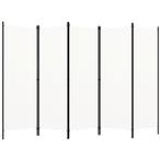 vidaXL Kamerscherm met 5 panelen 250x180 cm wit, Huis en Inrichting, Woonaccessoires | Kamerschermen, Nieuw, Verzenden