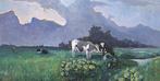 Meeuwis van Buuren (1902-1992) - Landschap met koeien onder