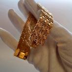 18 Krt. Gouden brede armband; Vintage floral | 19 cm, Ophalen of Verzenden, Gebruikt, Overige kleuren, Goud