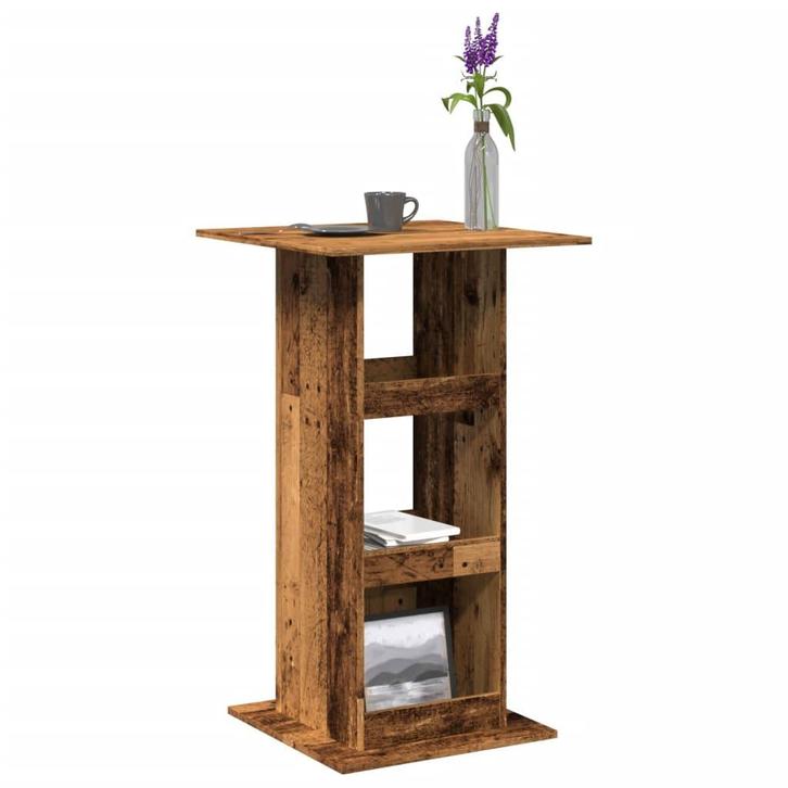 vidaXL Bartafel met opbergruimte 60x60x102 cm hout oud, Huis en Inrichting, Tafels | Eettafels, Nieuw, Verzenden
