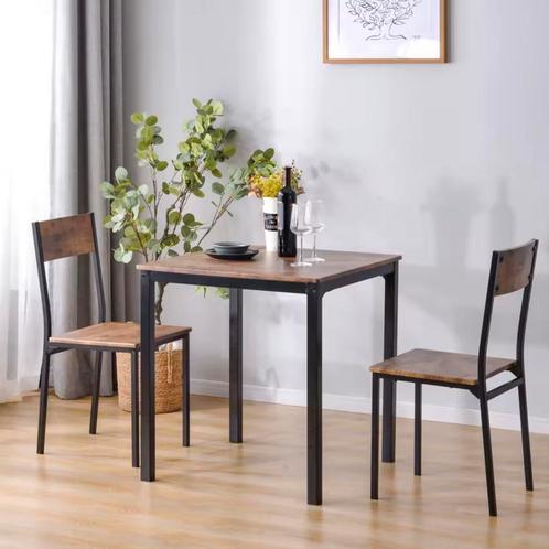 Nieuwe Vintage Eetkamerset – Compacte Eettafel met 2 Stoelen, Huis en Inrichting, Tafels | Eettafels, Nieuw, tot twee personen