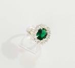 Zonder Minimumprijs - Ring Zilver Smaragd - Diamant, Sieraden, Tassen en Uiterlijk, Ringen, Nieuw