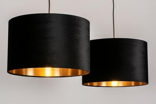 Rietveld Hanglampen - Zwart, Goud - Stof, Metaal, Huis en Inrichting, Lampen | Hanglampen, Verzenden