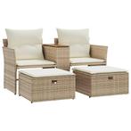 Tuinbank 2-zits Rattan Beige | Retourdeal | 35% Korting!, Tuin en Terras, Ophalen of Verzenden, Nieuw, Rotan