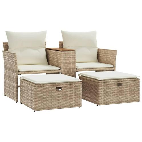 Tuinbank 2-zits Rattan Beige | Retourdeal | 35% Korting!, Tuin en Terras, Tuinbanken, Nieuw, Rotan, Ophalen of Verzenden