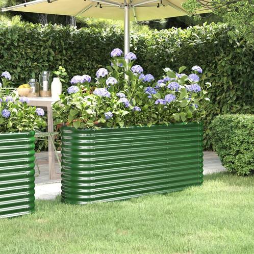 vidaXL Plantenbak 152x40x68 cm gepoedercoat staal groen, Tuin en Terras, Bloembakken en Plantenbakken, 100 cm of meer, Nieuw, Metaal