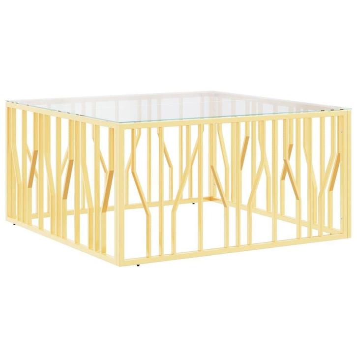Salontafel | Gebruikt | Goud RVS | OP = OP, Huis en Inrichting, Tafels | Salontafels, 100 tot 150 cm, Vierkant, Nieuw, 50 tot 75 cm
