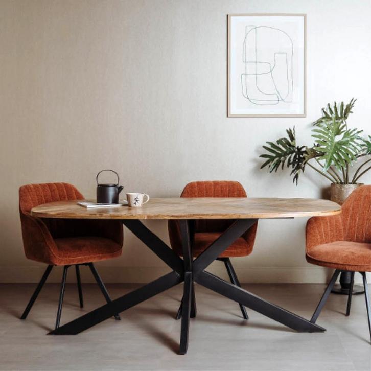 *WOONWINKEL* Tower Living Silvi Ovale Eettafel Naturel Mango, Huis en Inrichting, Tafels | Eettafels, Nieuw, Verzenden