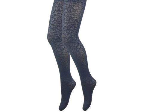Kinderpanty met bloemen patroon 40 den - Marineblauw, Kinderen en Baby's, Kinderkleding | Schoenen en Sokken, Verzenden