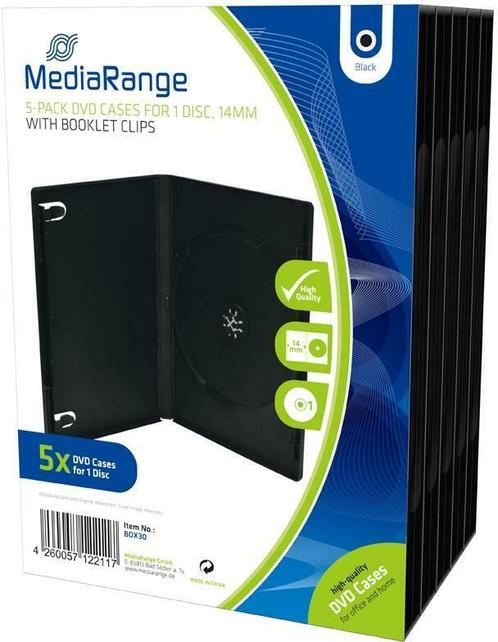 MediaRange | DVD Videobox | 14mm | 1 Disc | Zwart | 5 Stuks, Computers en Software, Beschrijfbare discs, Nieuw, Verzenden