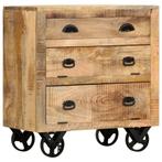 vidaXL Bijzetkast op wieltjes 70x40x75 cm massief mangohout, Kinderen en Baby's, Kinderkamer | Commodes en Kasten, Verzenden, Nieuw