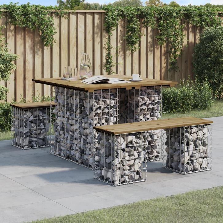vidaXL Tuintafel schanskorfontwerp 100x102x72 cm, Tuin en Terras, Tuintafels, Nieuw, Verzenden