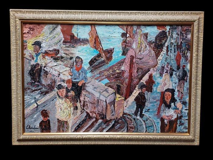 Erno Erb (1878 - 1943), Attrib. - Pescatori e viandanti al, Antiek en Kunst, Kunst | Schilderijen | Klassiek