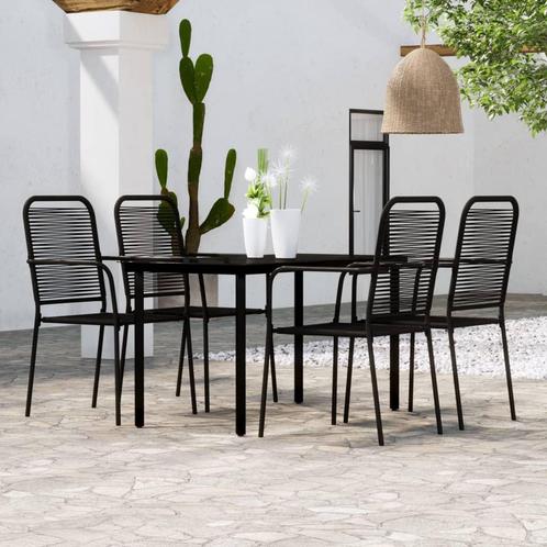 vidaXL 5-delige Tuinset zwart, Tuin en Terras, Tuinsets en Loungesets, Tuinset, Nieuw, 4 zitplaatsen, Rvs, Verzenden