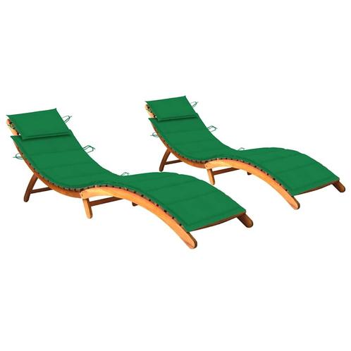 vidaXL Ligbedden 2 st met kussens massief acaciahout, Tuin en Terras, Ligbedden, Nieuw, Verzenden