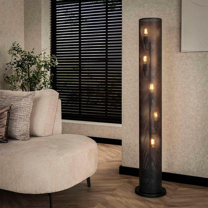 *WOONWINKEL* Vloerlamp Koker Geperforeerd Staal, Huis en Inrichting, Lampen | Vloerlampen, Nieuw, Verzenden