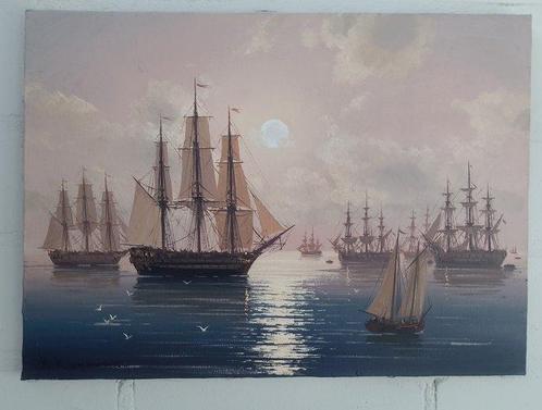 Vitalii Karpenko (1963) - Seascape Flotilla, Antiek en Kunst, Kunst | Schilderijen | Klassiek