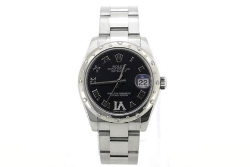 Rolex Datejust 178344 Paars Domed 24 Diamond Oyster Midsize, Sieraden, Tassen en Uiterlijk, Horloges | Dames, Staal, Zo goed als nieuw