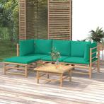 vidaXL 5-delige Loungeset met kussens bamboe groen, Tuin en Terras, Tuinsets en Loungesets, Verzenden, Nieuw, Hout, Loungeset