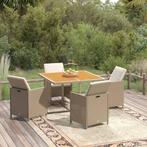 vidaXL 5-delige Tuinset met kussens poly rattan beige, Verzenden, Nieuw, Rotan, Tuinset