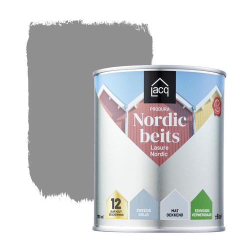 Lacq Produra Nordic Beits Zweeds Grijs 0.75L, Doe-het-zelf en Verbouw, Verf, Beits en Lak, Beits, Grijs, Nieuw, Minder dan 5 liter