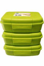 Broodtrommel Set – 3 Stuks – 0,8 Liter per Stuk – Groen, Ophalen of Verzenden, Nieuw