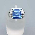 Zilver, Art Deco - Ring - Blauwe Spinel (Getest!)