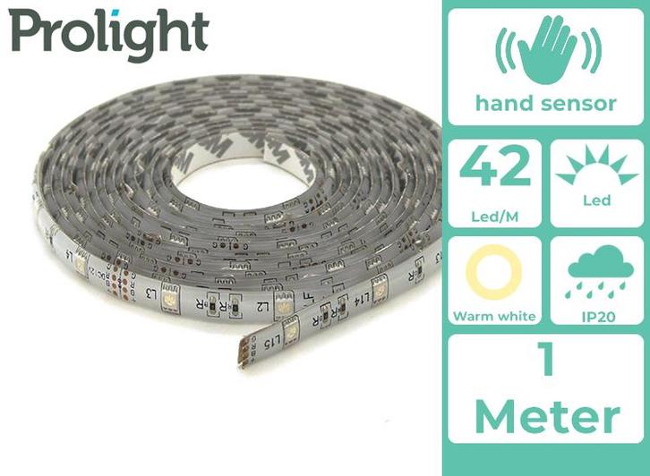 Prolight LED strip 1m warm wit met wave sensor IP20, Huis en Inrichting, Lampen | Losse lampen, Nieuw, Verzenden