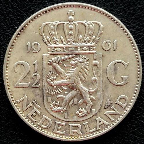 Nederlandse zilveren Juliana Rijksdaalder 1961, Postzegels en Munten, Munten | Nederland, Losse munt, Koningin Juliana, Zilver