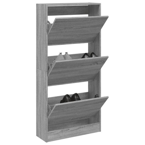 vidaXL Schoenenkast 60x21x125,5 cm bewerkt hout grijs sonoma, Huis en Inrichting, Kasten | Schoenenrekken, Nieuw, Verzenden