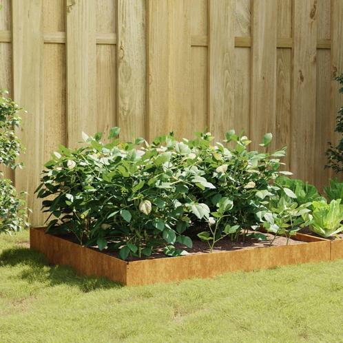 vidaXL Plantenbak verhoogd 100x100x26 cm cortenstaal, Tuin en Terras, Bloembakken en Plantenbakken, 100 cm of meer, Nieuw, Metaal