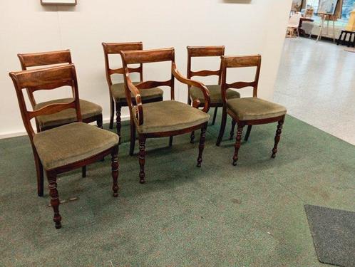 Eetkamerstoel (6) - Mahonie - Biedermeier mahoniehouten set., Antiek en Kunst, Antiek | Overige Antiek