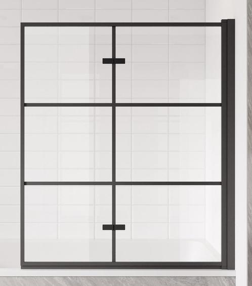 Badwand Berkan 120 x 140 cm Zwart Badscherm Draaibaar 5 mm, Doe-het-zelf en Verbouw, Sanitair, Bad, Nieuw, Verzenden