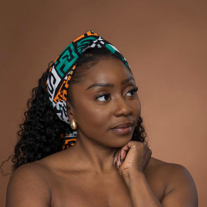 Afrikaanse hoofddoek Petrol Geel Kuba Blocks Congo - headwra, Kleding | Dames, Hoeden en Petten, Nieuw, Ophalen of Verzenden