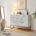 Sideboard Lavangen commode 75x100x35 cm marmerlook wit en go, Verzenden, Nieuw