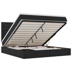 vidaXL Ottoman bed met matras en LEDs 160x200cm stof zwart, Verzenden, Zwart, 200 cm, Stof