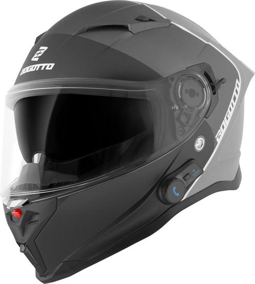 Bogotto H153 BT SPN Zwart Grijs Bluetooth Helm, Motoren, Kleding | Motorhelmen, Integraalhelm, Heren, XS, Nieuw met kaartje, Overige merken