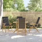 vidaXL Tuinstoelen 4 st inklapbaar met kussens bamboe, Tuin en Terras, Tuinstoelen, Verzenden, Nieuw, Hout