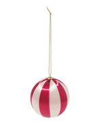 HEMA Kerstbal 6.9cm satijn strepen rood 3+1 gratis met HP, Diversen, Kerst, Verzenden, Nieuw