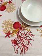 San Leucio - katoenen tafelkleed met rode koralen - Textiel